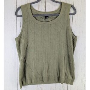 Linda Matthews Size XL Green Rayon Sleeveless‎ Knit Womens Tank Top